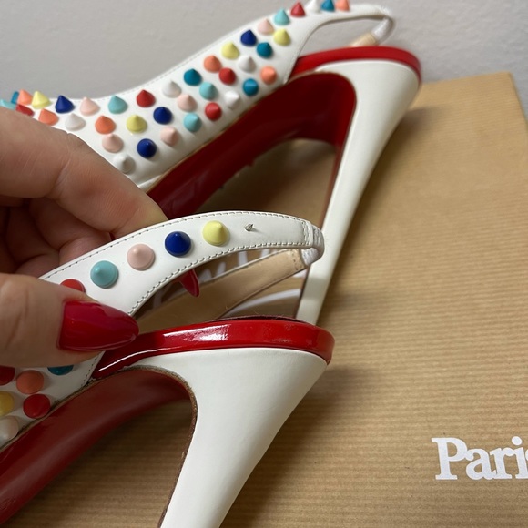 ***SOLD*** Christian Louboutin Lady Peep Sling Spike Pumps 36 - Picture 11 of 15